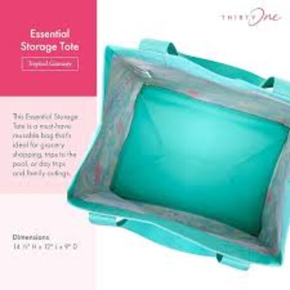 NWT Tropical Getaway Essential Storage Tote Thirty-one - Picture 2 of 2